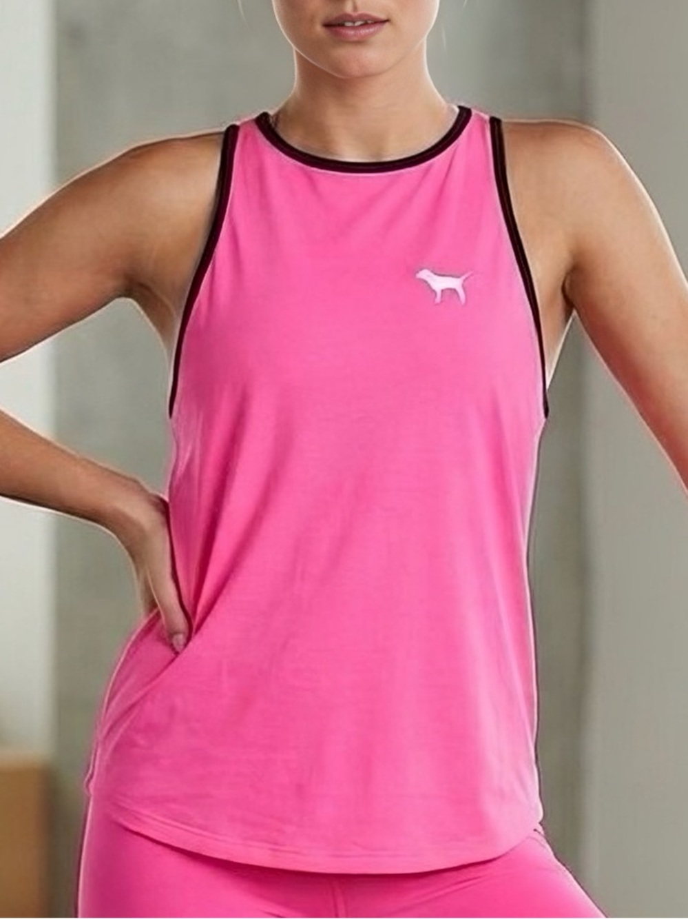 PINK by Victoria's Secret Hot Pink Tank with Black Trim